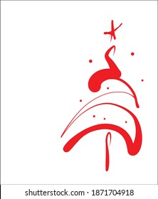 
Vector handmade fashion digital graphic sketch background for New Year's design with Christmas tree 