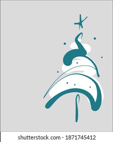 
Vector handmade fashion digital graphic sketch background for New Year's design with Christmas tree 
