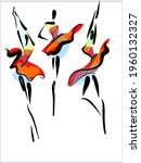 Vector handmade fashion digital sketch background with beautiful ballerina girl for design dance logo 