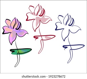 Vector handmade fashion digital sketch set images with beautiful lotos for design religion logo 