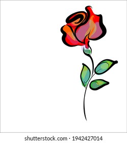 Vector handmade fashion digital sketch floral background with beautiful rose for design logo 