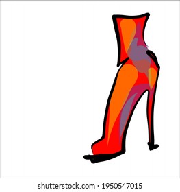Vector handmade fashion digital sketch background with beautiful shoes for design logo 