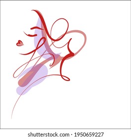 Vector handmade fashion digital sketch portrait with beautiful girl 