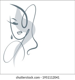 Vector handmade fashion digital sketch portrait with beautiful girl 