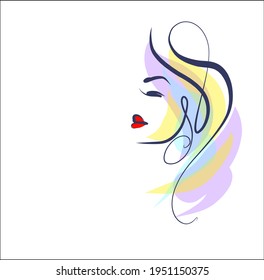 Vector handmade fashion digital sketch portrait with beautiful girl 