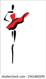 Vector handmade fashion digital sketch background with beautiful ballerina girl for design dance logo 