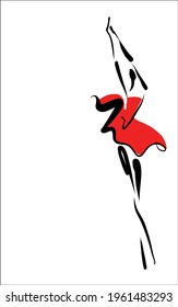 Vector handmade fashion digital sketch background with beautiful ballerina girl for design dance logo 