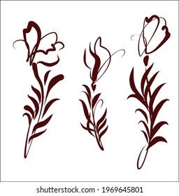 Vector handmade fashion digital sketch set illustration sketch set with beautiful flower tulip for design floral logo 