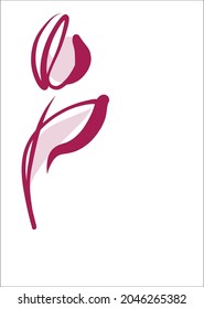 Vector handmade fashion digital sketch illustration with beautiful tulip for design floral logo 
