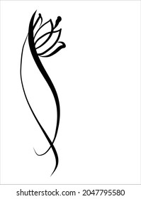 Vector handmade fashion digital sketch illustration with beautiful tulip for design floral logo 