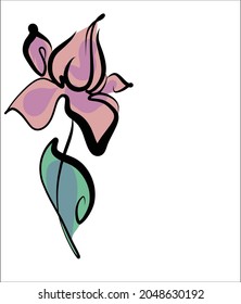 Vector handmade fashion digital sketch illustration with beautiful tulip for design floral logo 
