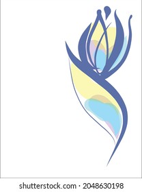 Vector handmade fashion digital sketch illustration with beautiful tulip for design floral logo 