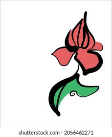 Vector handmade fashion digital sketch illustration with beautiful tulip for design floral logo 