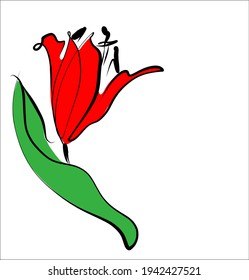 Vector handmade fashion digital spring floral background with beautiful tulip for design flower logo 