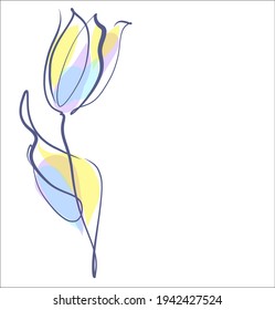 Vector handmade fashion digital spring floral background with beautiful tulip for design flower logo 