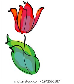 Vector handmade fashion digital spring floral background with beautiful tulip for design flower logo 