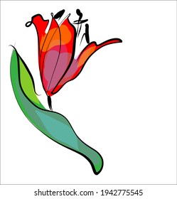 Vector moda hecha a mano primavera digital fondo floral con hermoso tulipán para el logo de flor de diseño 