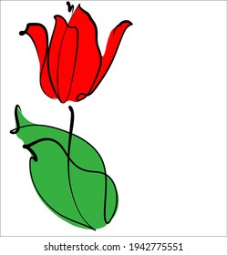 Vector handmade fashion digital spring floral background with beautiful tulip for design flower logo 
