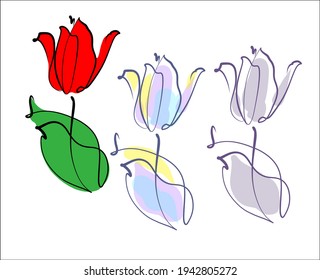 Vector handmade fashion digital spring floral background with beautiful tulip for design flower logo 