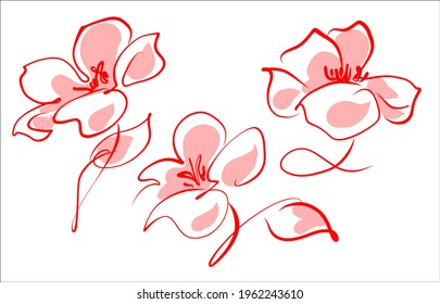 Vector handmade fashion digital spring floral background with beautiful flower for design florist logo 