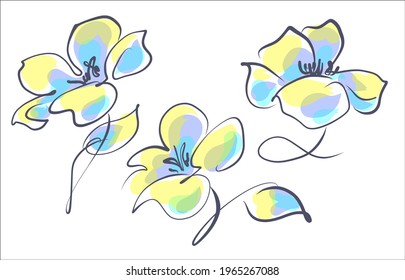 Vector handmade fashion digital spring floral background with beautiful flower for design florist logo 