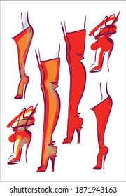 
VECTOR handmade fashion set with the beautiful boots for design logo 
