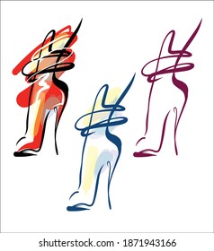 
VECTOR handmade fashion set with the beautiful boots for design logo 