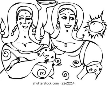 vector handmade line drawing