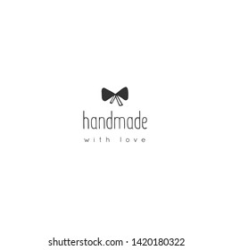 Vector handmade logo template with a little knot. Hand drawn isolated illustration. For business identity and branding, for authors of handicraft products.