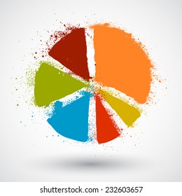 Vector handmade marker stripes. diagram pie shape set.