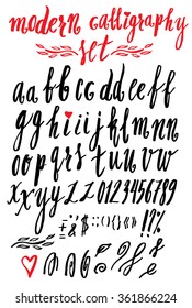 Vector handmade modern calligraphy Roman alphabet script - drawn by ink and brush