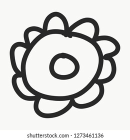 Vector of an handmade O, doodle. Flower shape