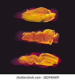 vector handmade oil brush strokes for your design on black background