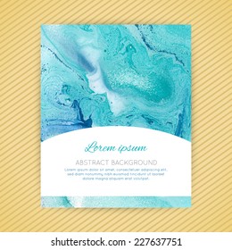 Vector handmade painted card. Creative abstract design. Beautiful template with liquid paint.