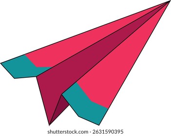 Image vectorielle de jouet d'avion en papier fait à la main, symbolisant la liberté et le voyage. avec deux couleurs de base.