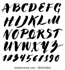 Vector handmade Roman alphabet - drawn by ink and brush