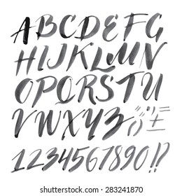 Vector handmade Roman alphabet - drawn by ink and brush