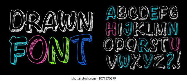 Vector handmade Roman alphabet - free drawn font. Chalk board lettering.