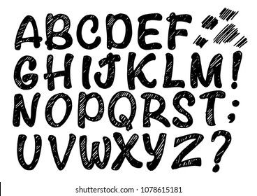 Vector handmade Roman alphabet - free drawn font. Chalk board lettering.