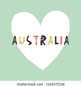 Vector handmade style australian sign, souvenir. It may be used for sticker, poster, postcard, badge, layout, patch, wall art, phone case, t-shirt