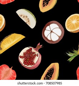 Vector hand-painted fruit seamless pattern For graphic design