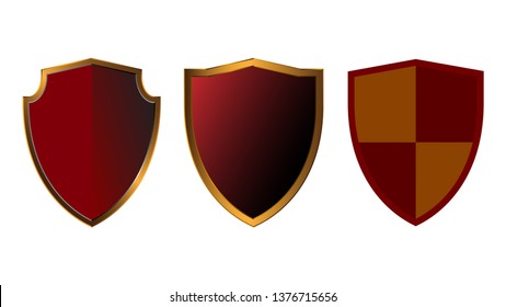 Vector hand-painted golden shield
 Free Vector