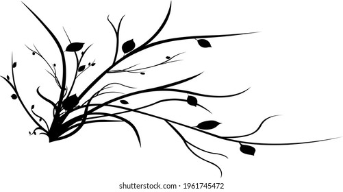 Vector hand-painted ink illustration with brush strokes. Abstract background. Flowers