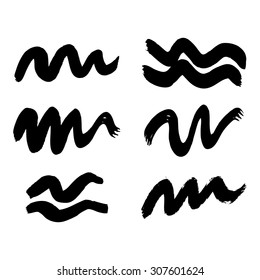 
Vector hand-painted ink illustration with brush wave strokes. Abstract background.
