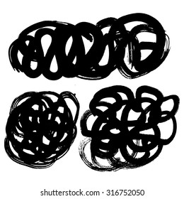 Vector hand-painted ink illustration with brush strokes. Abstract background.