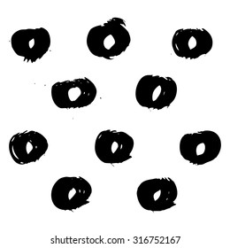 Vector hand-painted ink illustration with brush strokes. Abstract background.