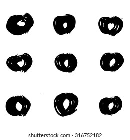 Vector hand-painted ink illustration with brush strokes. Abstract background.