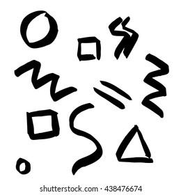 Vector hand-painted ink illustration with brush strokes. Abstract background.