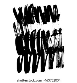 Vector hand-painted ink illustration with brush strokes. Abstract background.