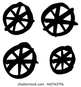 Vector hand-painted ink illustration with dots and circles. Abstract background.